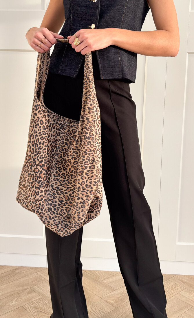 Shopper Suède leopard