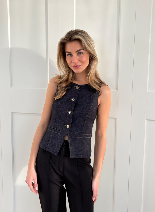 Gilet denim donker blauw