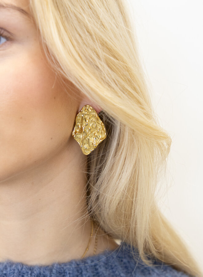 Oorbel textured gold