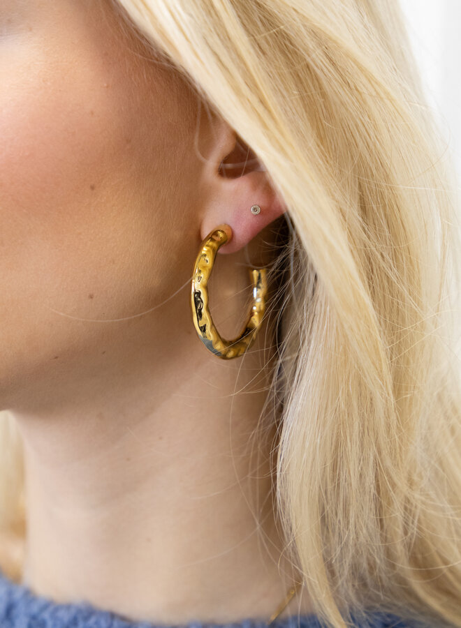 Oorbel Texture Hoop goud