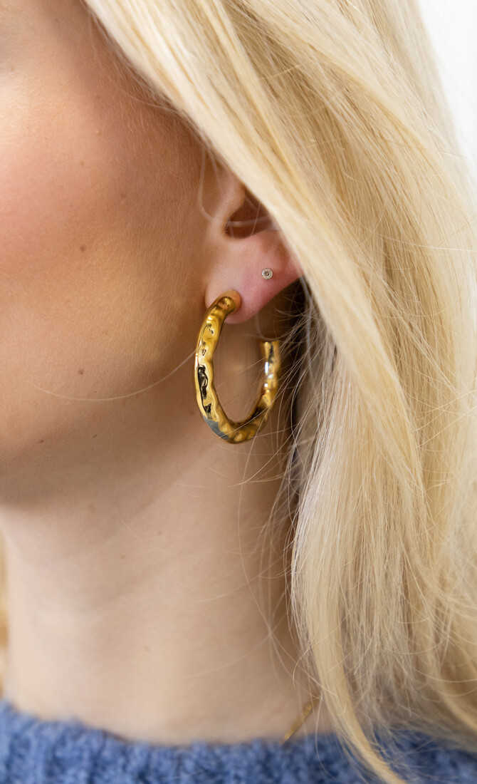 Oorbel Texture Hoop goud
