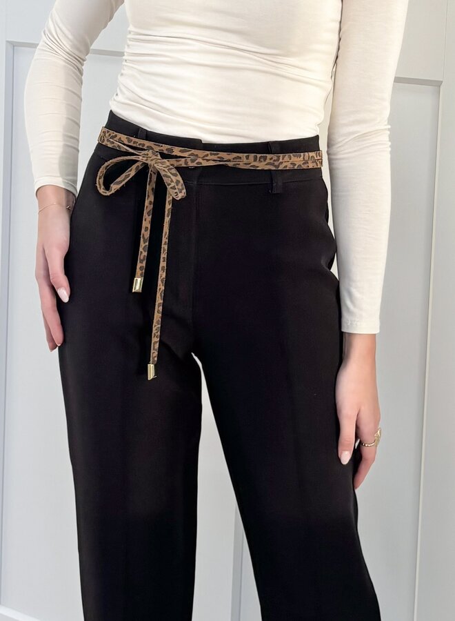 Taille knoopriem zwart leopard