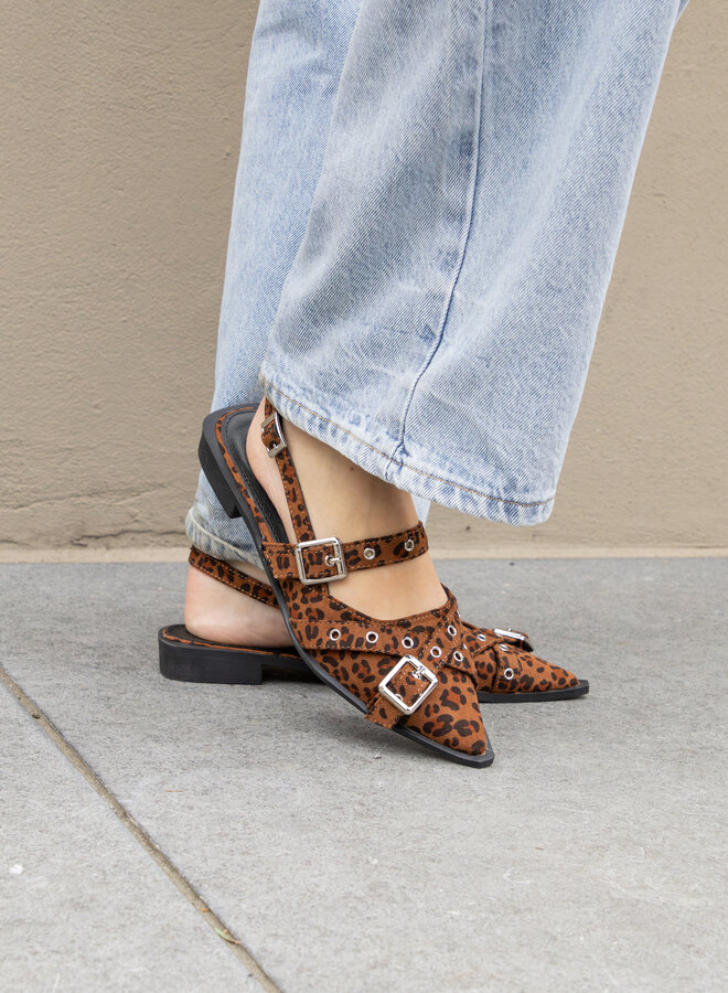 Puntige loafers gesp leopard