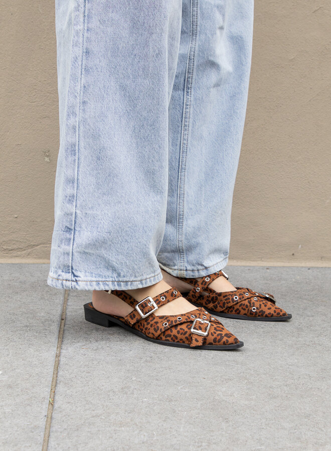 Puntige loafers gesp leopard