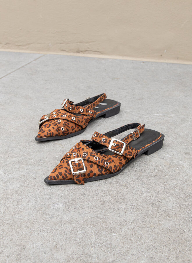 Puntige loafers gesp leopard