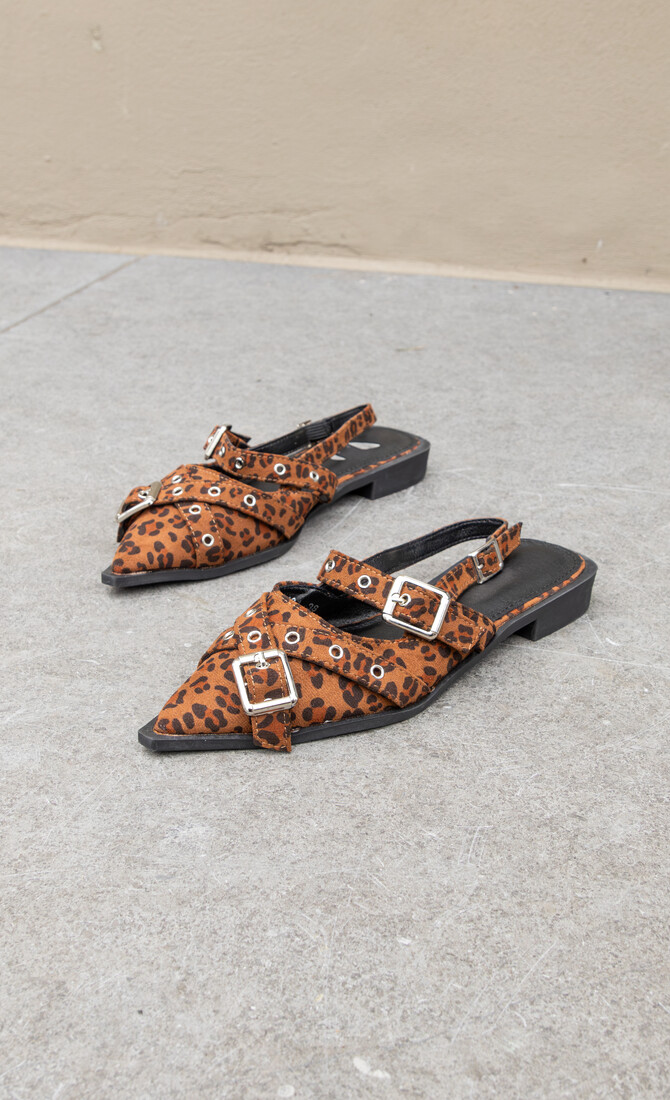 Puntige loafers gesp leopard