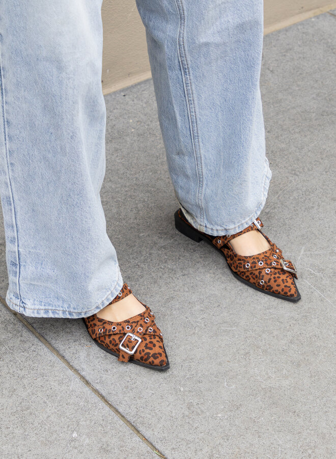 Puntige loafers gesp leopard