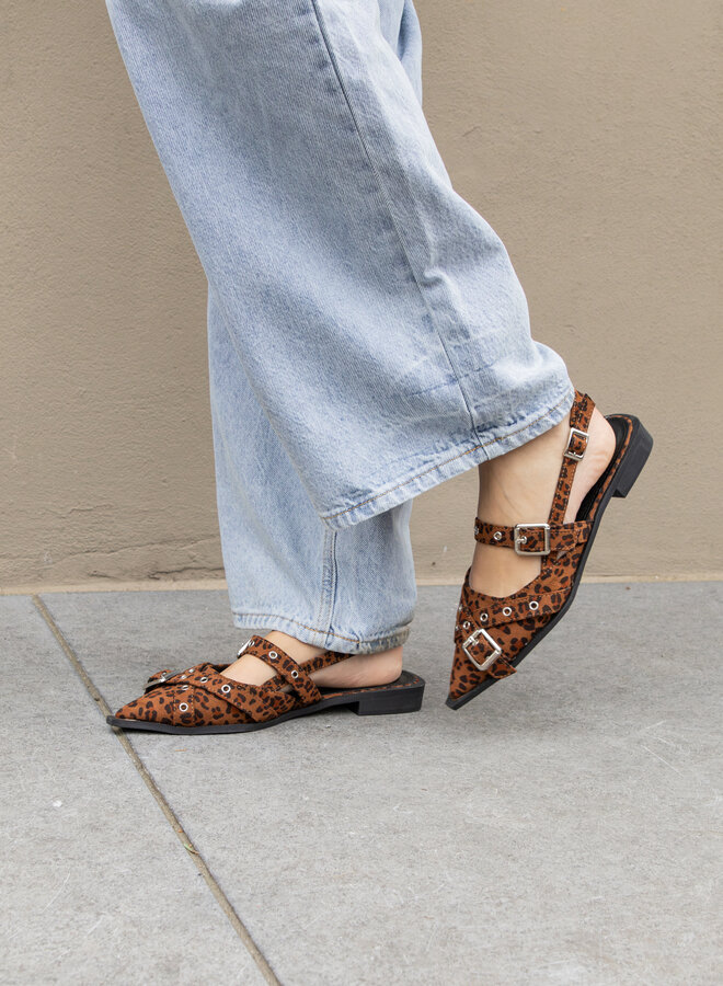 Puntige loafers gesp leopard