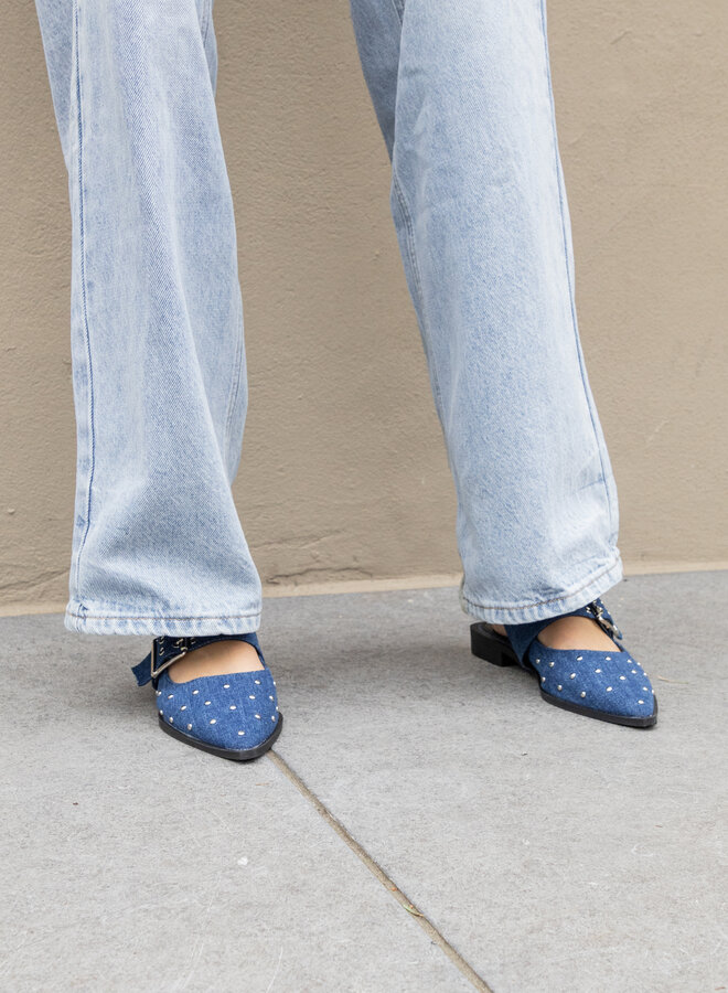 Puntige loafers studs denim