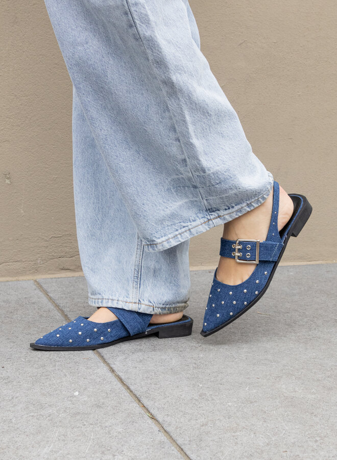 Puntige loafers studs denim