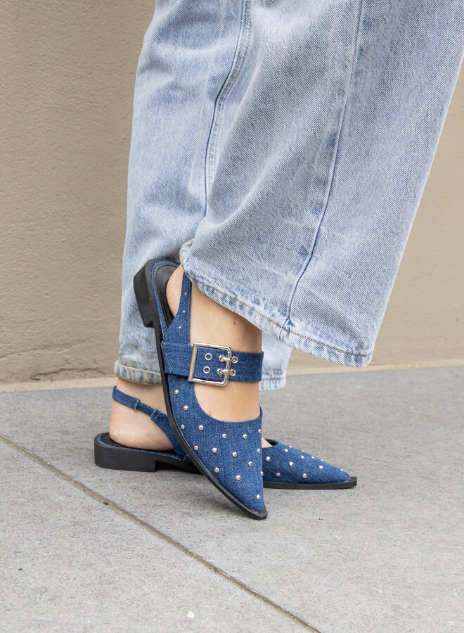 Puntige loafers studs denim