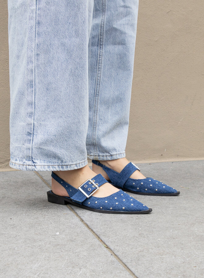 Puntige loafers studs denim