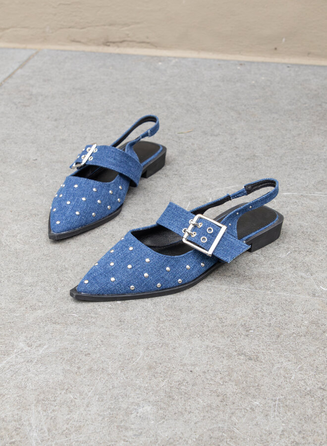 Puntige loafers studs denim