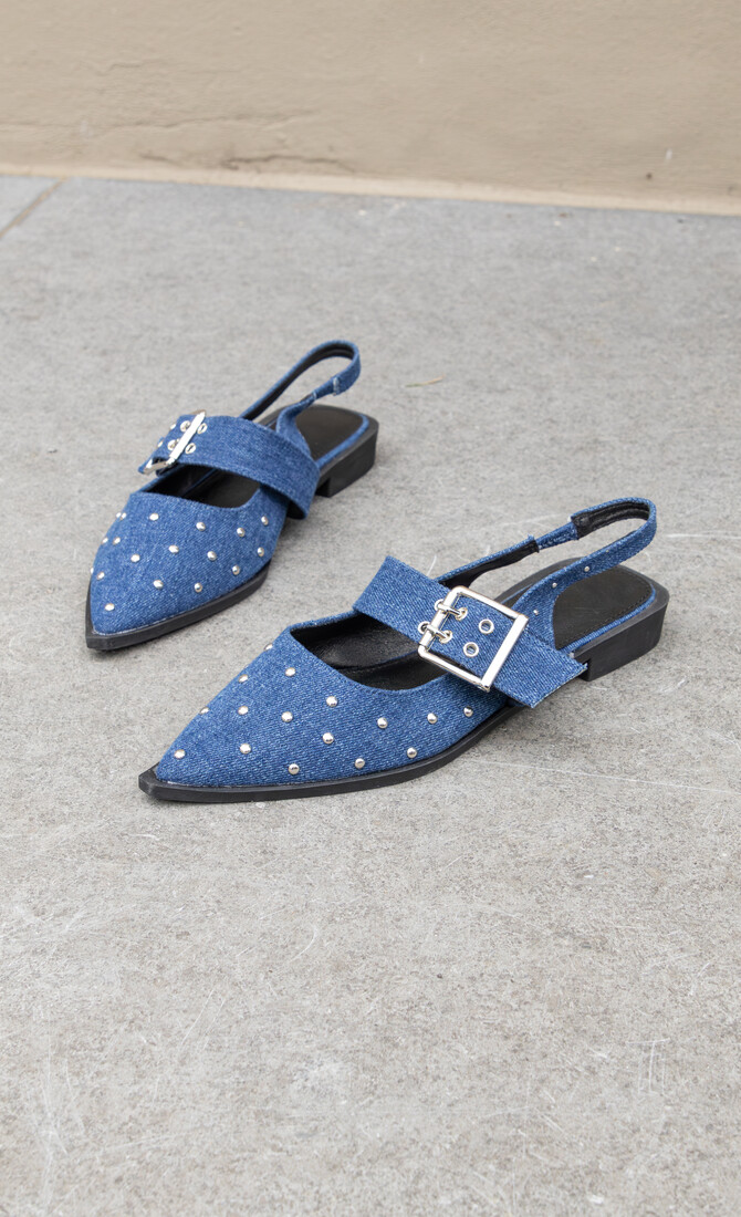 Puntige loafers studs denim