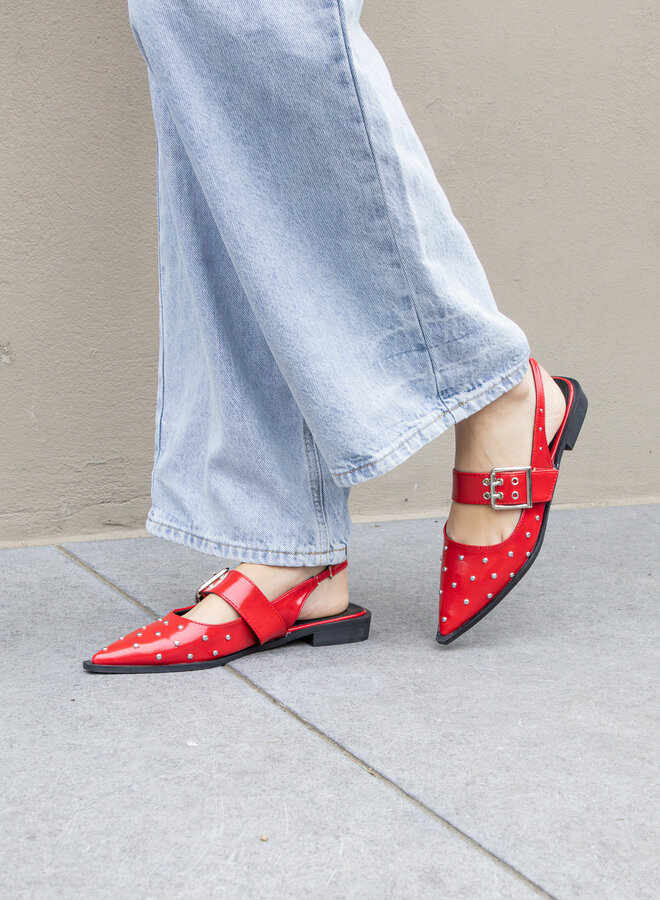 Puntige loafers studs rood