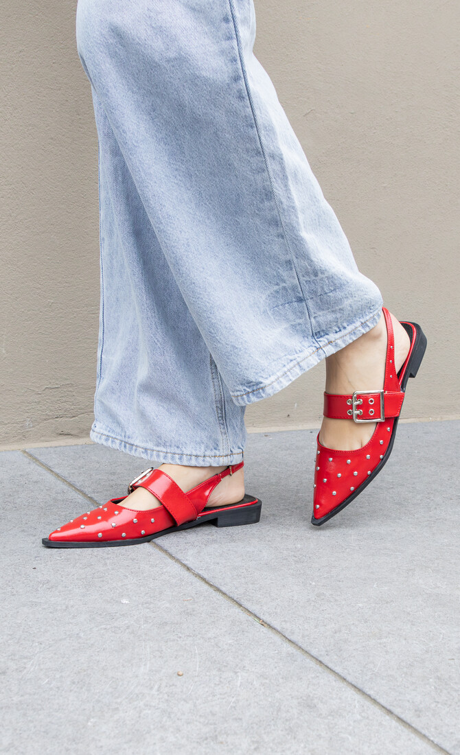 Puntige loafers studs rood