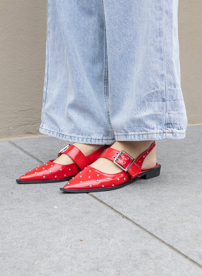Puntige loafers studs rood