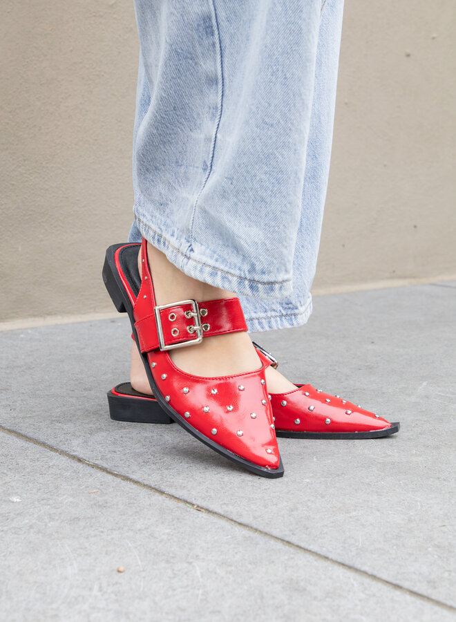 Puntige loafers studs rood