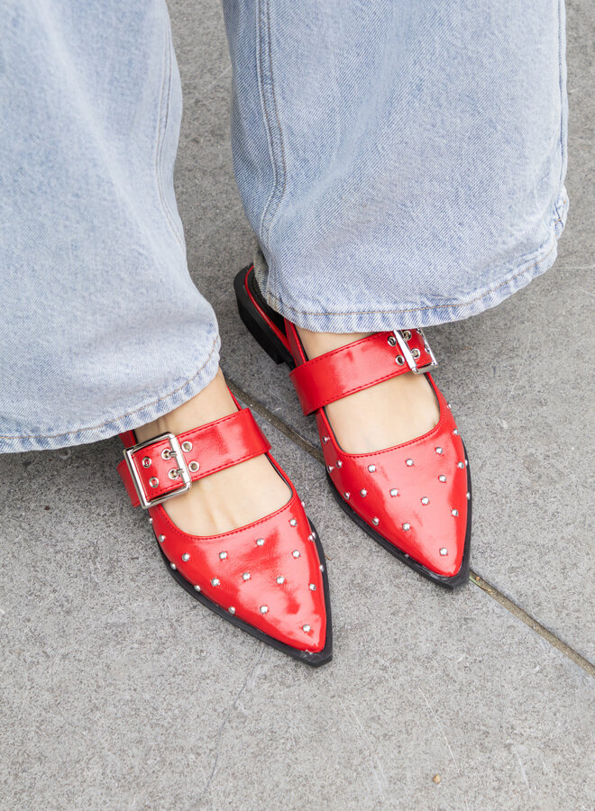 Puntige loafers studs rood