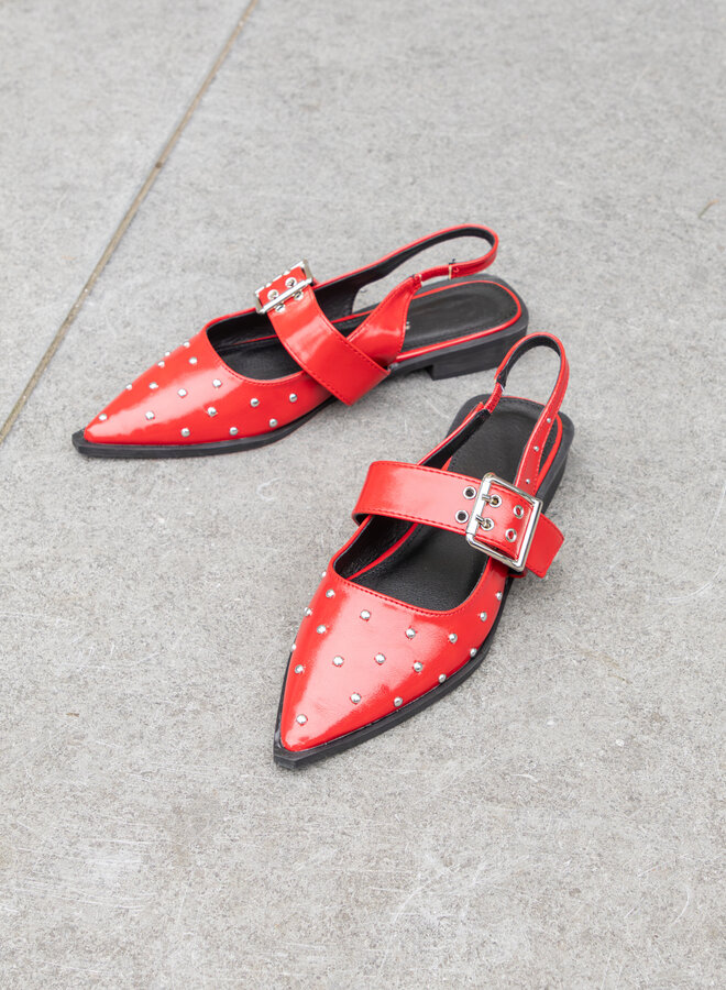 Puntige loafers studs rood