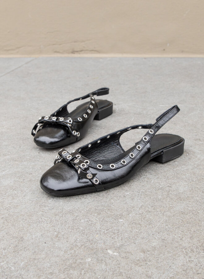 Ballerina slingback studs zwart