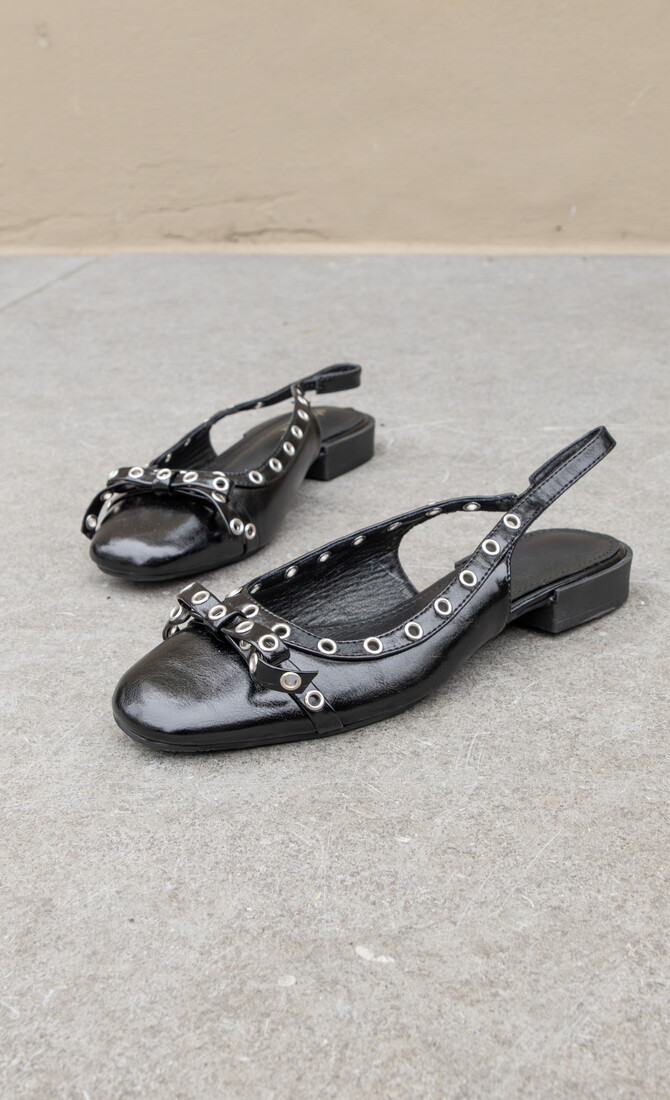 Ballerina slingback studs zwart