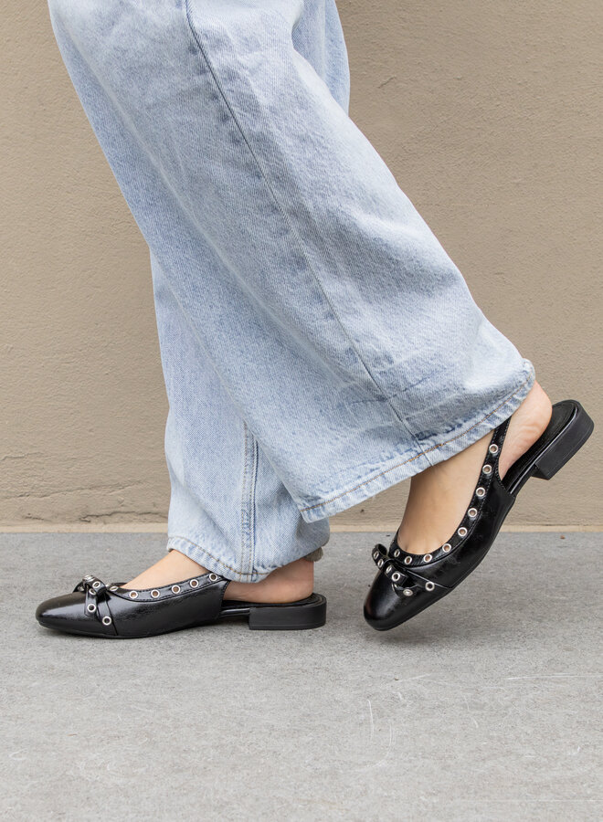 Ballerina slingback studs zwart