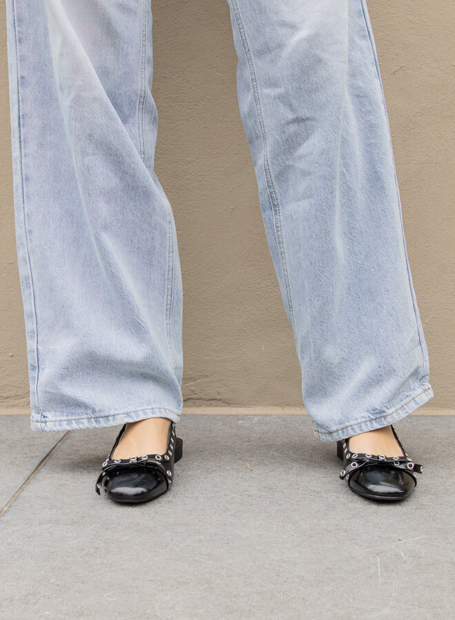 Ballerina slingback studs zwart