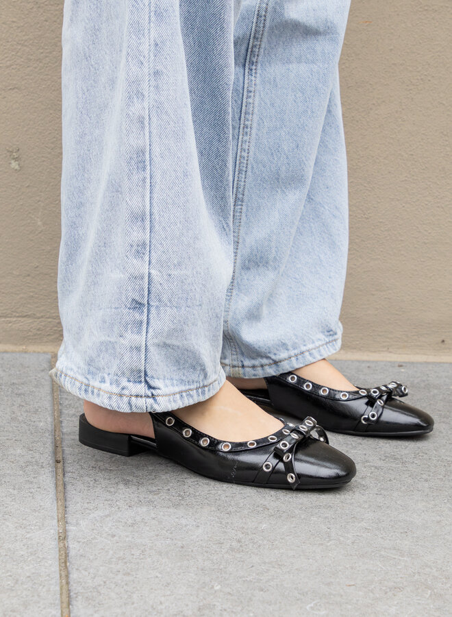 Ballerina slingback studs zwart