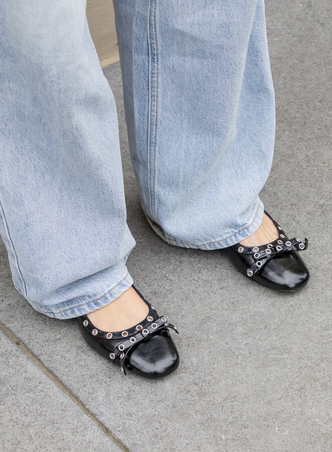 Ballerina slingback studs zwart