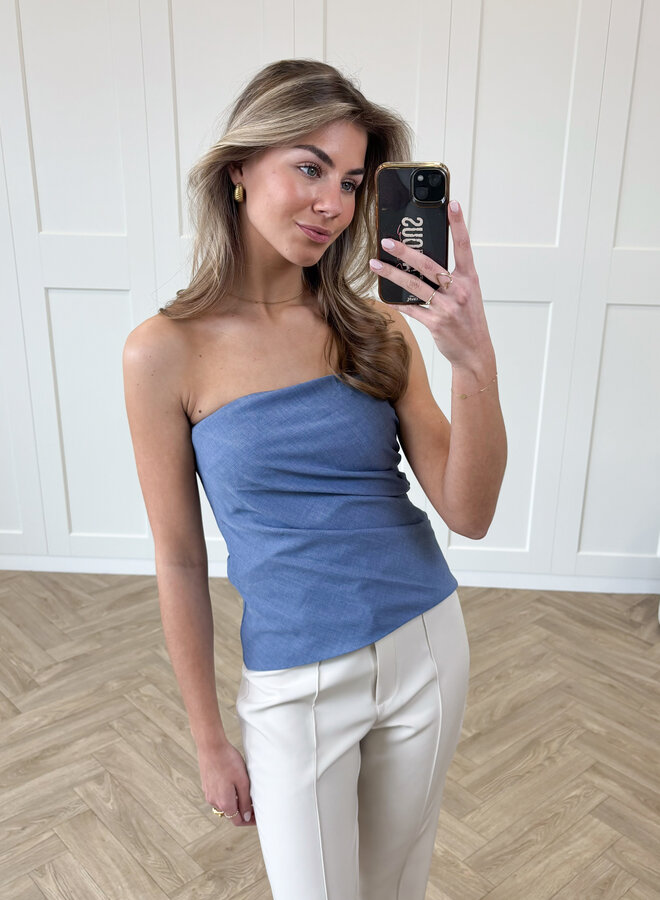 Strapless top Anna blauw