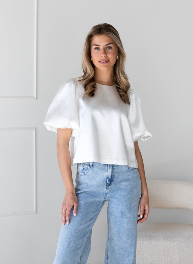 Satin top Soof wit