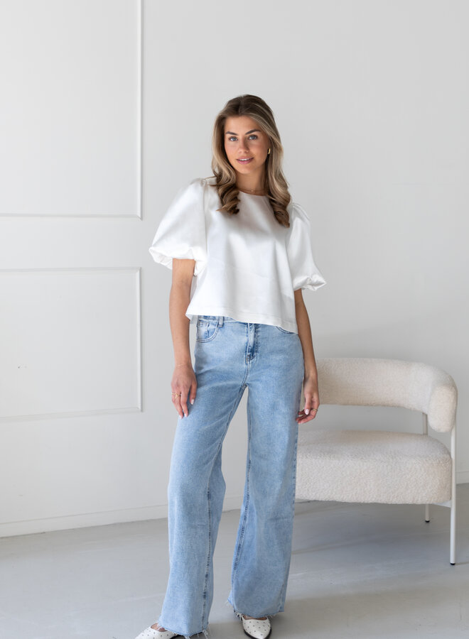 Satin top Soof wit