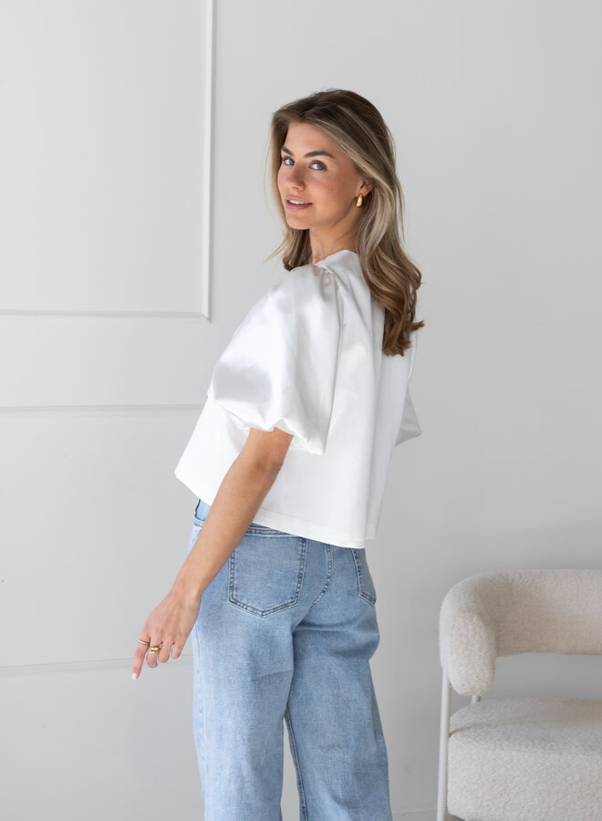 Satin top Soof wit
