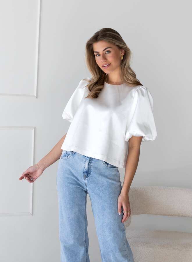 Satin top Soof wit