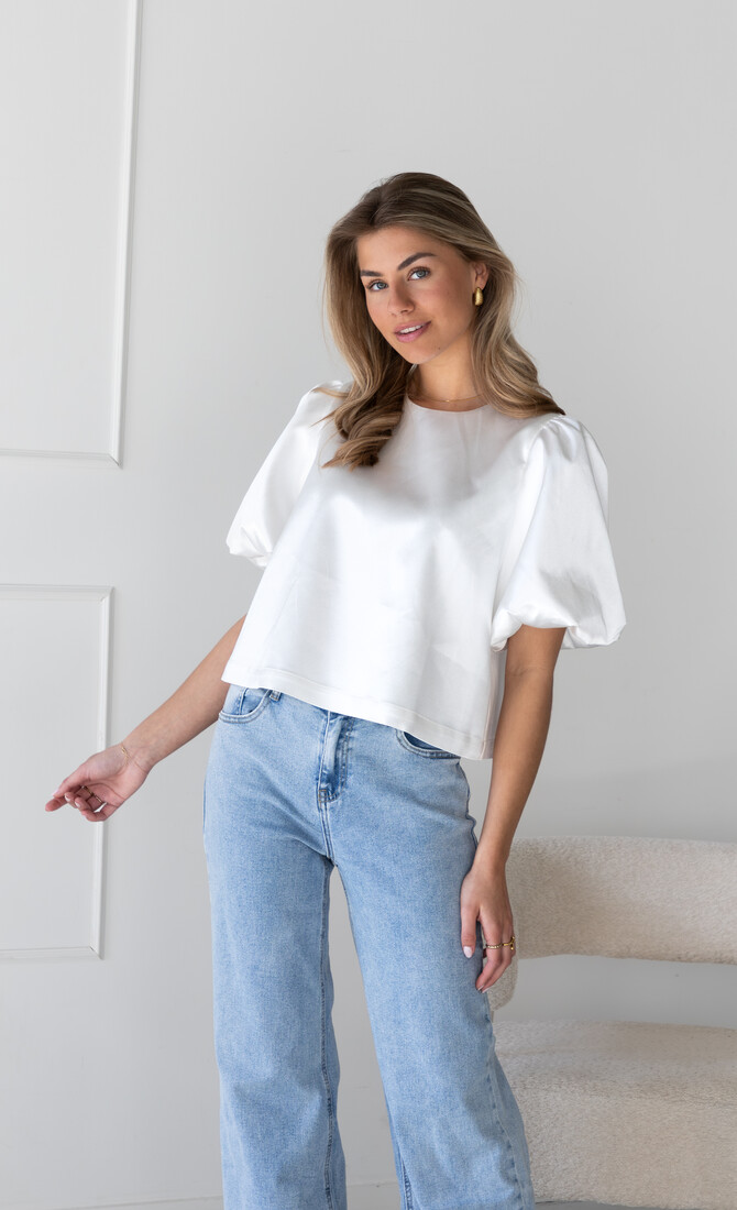 Satin top Soof wit