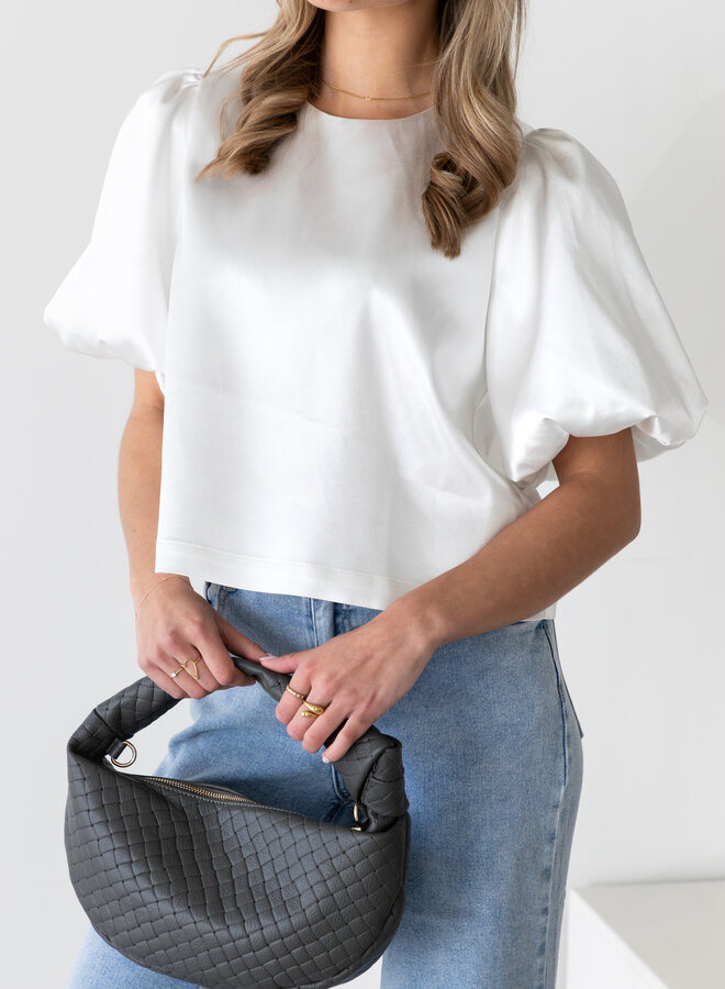 Satin top Soof wit