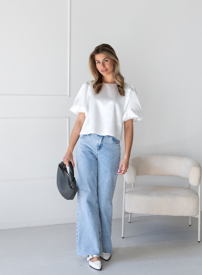 Satin top Soof wit
