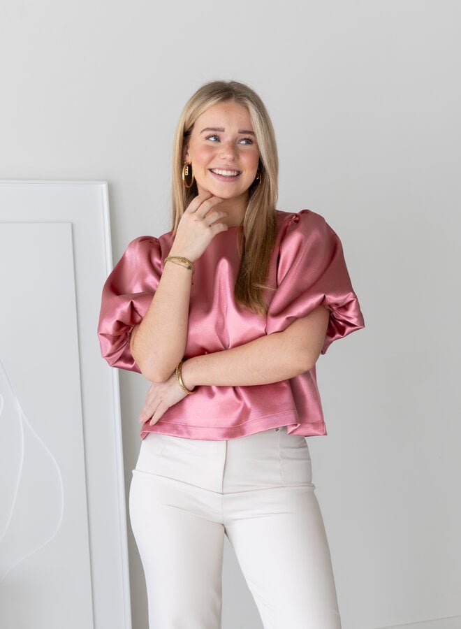 Satin top Soof roze