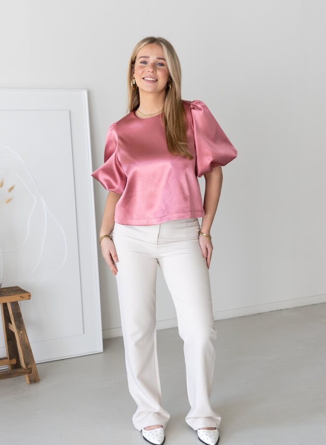 Satin top Soof roze