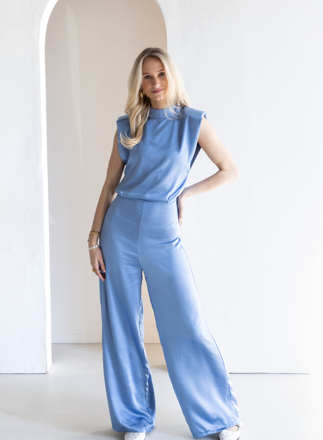 Jumpsuit satin Lily light blue