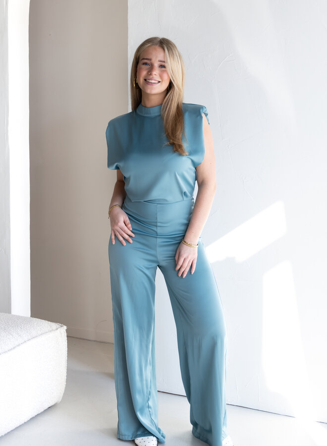 Jumpsuit satin Lily turquoise
