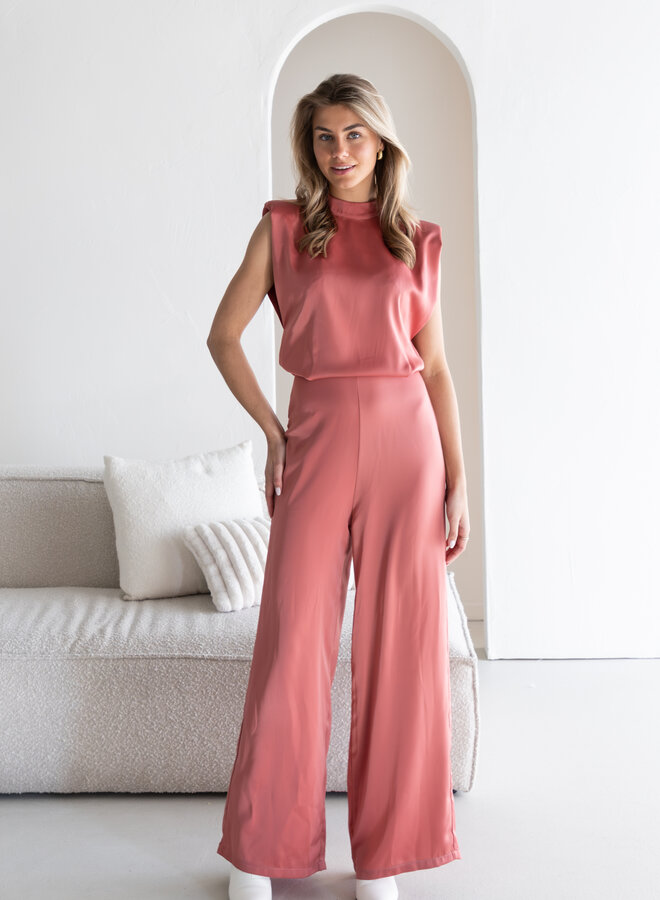 Jumpsuit satin Lily roze