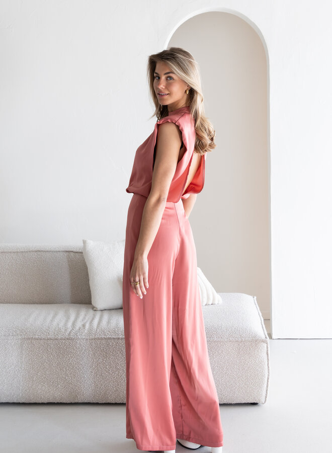 Jumpsuit satin Lily roze