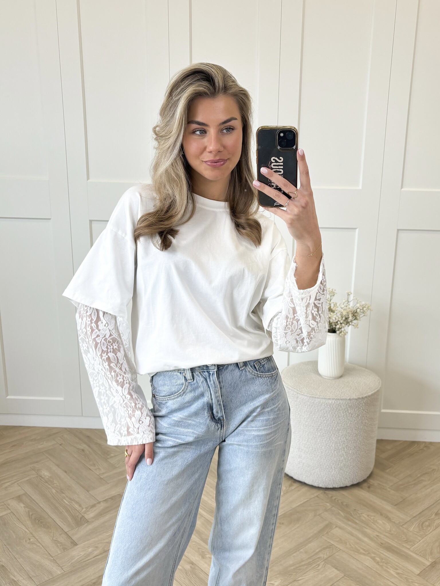 Lace Sleeve Shirt Wit T shirt Met Kanten Mouwen Famous Store Lace Sleeve Shirt Wit T shirt Met Kanten Mouwen Famous Store