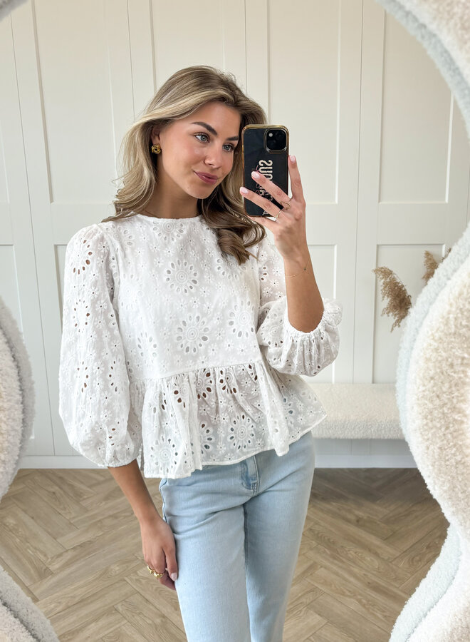 Broderie blouse Abbey wit