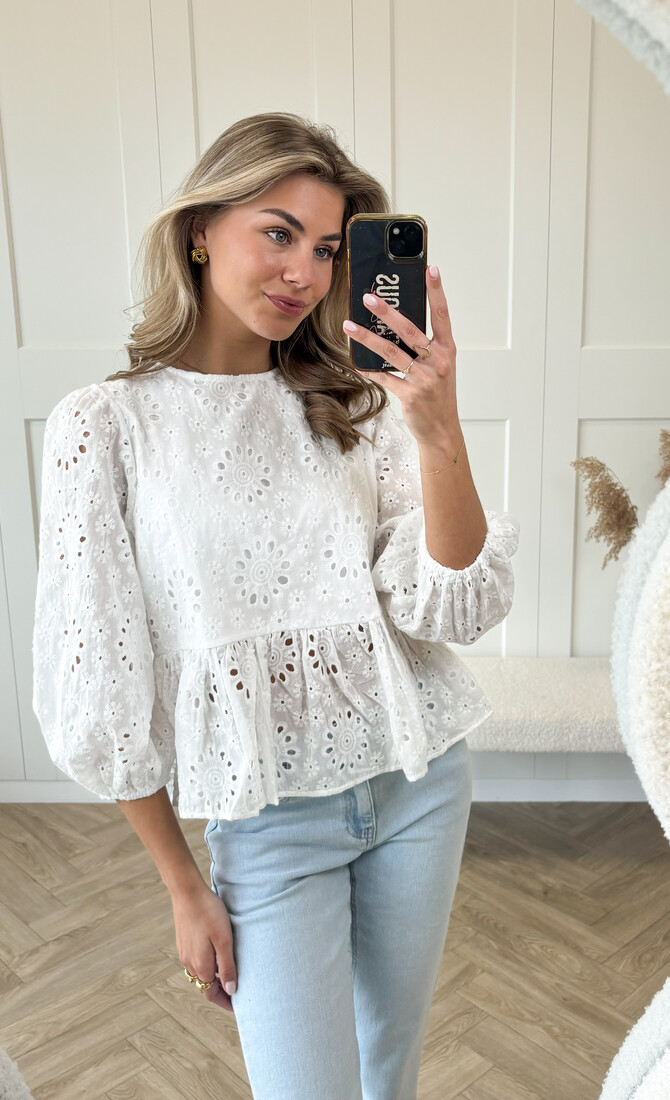 Broderie blouse Abbey wit