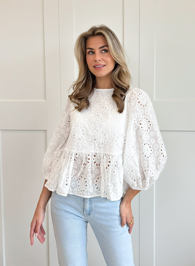 Broderie blouse Abbey wit