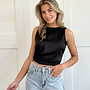Satin top Jill zwart