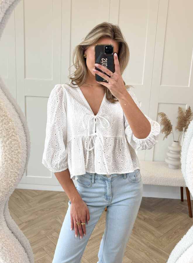 Broderie blouse Peggy wit